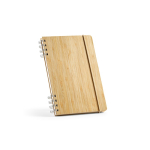 Cuaderno de bambú con espiral y goma de cierre A5 hojas a puntos color natural