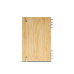 Cuaderno de bambú con espiral y goma de cierre A5 hojas a puntos color natural vista trasera