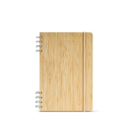 Cuaderno de bambú con espiral y goma de cierre A5 hojas a puntos color natural vista frontal