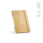 Cuaderno de bambú con espiral y goma de cierre A5 hojas a puntos color natural
