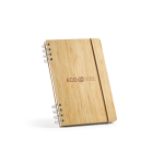 Cuaderno de bambú con espiral y goma de cierre A5 hojas a puntos color natural