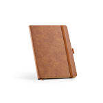 Libreta de cuero sintético eco con banda de cierre A5 hojas en blanco color marrón claro