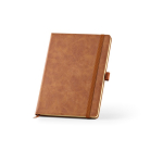 Libreta de cuero sintético eco con banda de cierre A5 hojas en blanco color marrón claro segunda vista