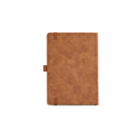 Libreta de cuero sintético eco con banda de cierre A5 hojas en blanco color marrón claro vista trasera