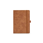 Libreta de cuero sintético eco con banda de cierre A5 hojas en blanco color marrón claro vista frontal