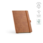 Libreta de cuero sintético eco con banda de cierre A5 hojas en blanco color marrón claro