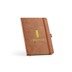 Libreta de cuero sintético eco con banda de cierre A5 hojas en blanco color marrón claro