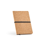 Libreta de corcho con cierre elástico y marcapáginas A5 hojas a puntos color natural