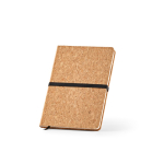 Libreta de corcho con cierre elástico y marcapáginas A5 hojas a puntos color natural segunda vista
