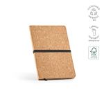 Libreta de corcho con cierre elástico y marcapáginas A5 hojas a puntos color natural