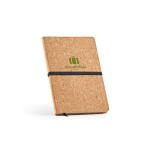 Libreta de corcho con cierre elástico y marcapáginas A5 hojas a puntos color natural