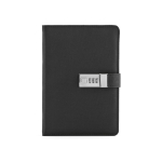 Libreta con candado de cierre de contraseña y tapa eco A5 hojas en blanco color negro vista frontal