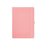 Libretas publicitarias de papel reciclado tapa dura A4 hojas a rayas color rosa vista frontal