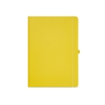 Libretas publicitarias de papel reciclado tapa dura A4 hojas a rayas color amarillo oscuro vista frontal