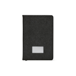 Cuaderno de tapa dura en piel sintética reciclada con dos bolsillos A5 color negro tercera vista