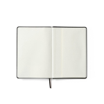 Cuaderno de tapa dura en piel sintética reciclada con dos bolsillos A5 color negro segunda vista de detalle