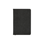 Cuaderno de tapa dura en piel sintética reciclada con dos bolsillos A5 color negro vista frontal