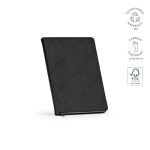 Cuaderno de tapa dura en piel sintética reciclada con dos bolsillos A5 color negro