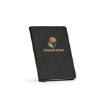 Cuaderno de tapa dura en piel sintética reciclada con dos bolsillos A5 color negro