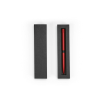 Bolígrafo de aluminio reciclado con pulsación magnética tinta negra color rojo tercera vista
