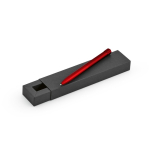 Bolígrafo de aluminio reciclado con pulsación magnética tinta negra color rojo cuarta vista