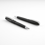 Bolígrafo de aluminio reciclado con mecanismo de rotación tinta negra color negro segunda vista