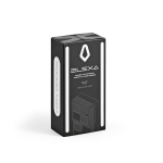Powerbank de plástico reciclado con pantalla LED 20.000 mAh color negro vista en caja