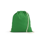 Mochila ecológica de cuerdas de algodón reciclado y RPET 140 g/m2 color verde claro