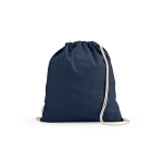 Mochila ecológica de cuerdas de algodón reciclado y RPET 140 g/m2 color azul marino