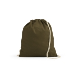 Mochila ecológica de cuerdas de algodón reciclado y RPET 140 g/m2 color verde militar
