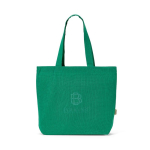 Bolsa de algodón reciclado y RPET con asas largas 180 g/m2 color verde