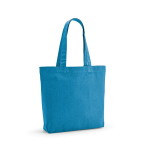 Bolsa de algodón reciclado y RPET con asas largas 180 g/m2 color azul claro