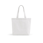 Bolsa de algodón reciclado y RPET con asas largas 280 g/m2 color blanco vista frontal