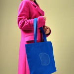 Bolsa de algodón reciclado y RPET con asas largas 280 g/m2 color azul real