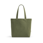Bolsa de algodón reciclado y RPET con asas largas 280 g/m2 color verde militar