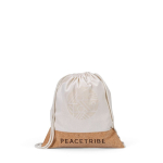 Bolsa de cuerdas de algodón reciclado con fondo de corcho 180 g/m2 color natural