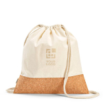 Bolsa de cuerdas de algodón reciclado con fondo de corcho 180 g/m2 vista principal