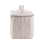 Neceser de algodón reciclado y poliéster con cremallera dorada color natural tercera vista