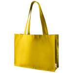Bolsa de la compra de algodón reciclado de asas largas 300 g/m2 color amarillo primera vista