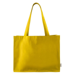 Bolsa de la compra de algodón reciclado de asas largas 300 g/m2 color amarillo segunda vista