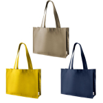 Bolsa de la compra de algodón reciclado de asas largas 300 g/m2 color amarillo tercera vista