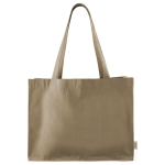 Bolsa de la compra de algodón reciclado de asas largas 300 g/m2 color beige segunda vista