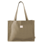 Bolsa de la compra de algodón reciclado de asas largas 300 g/m2 color beige quinta vista