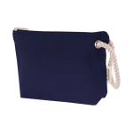 Neceser de algodón reciclado con asa gruesa de cuerda 300 g/m2 color azul marino segunda vista