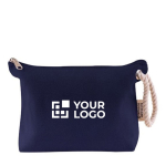 Neceser de algodón reciclado con asa gruesa de cuerda 300 g/m2 color azul marino vista principal