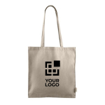 Bolsa para la compra de algodón reciclado de asas largas 200 g/m2 color beige vista principal