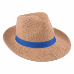 Sombrero de papel en color natural con cinta personalizable color marrón quinta vista