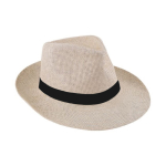 Sombrero de papel en color natural con cinta personalizable color natural cuarta vista