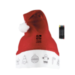Gorro navideño para niños con dibujos y 4 ceras para colorear color rojo vista principal