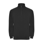 Sudadera de algodón y poliéster con media cremallera 280 g/m2 Roly color negro